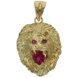 Cabeza oro 18kl leon – 26x35mm
