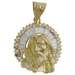 Cabeza oro 18kl cristo circonitas – 41x49mm