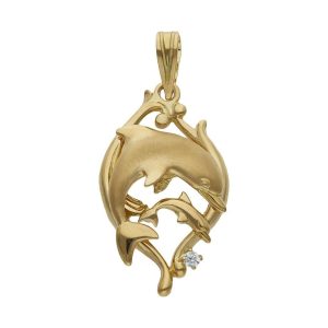 Colgante oro 18kl delfines – 16x28mm