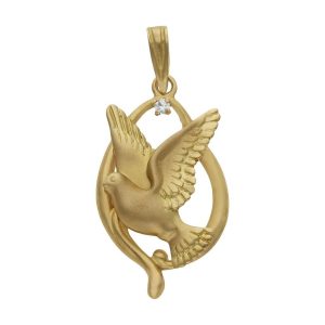 Colgante oro 18kl paloma – 17x29mm