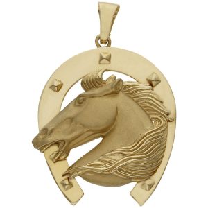 Cabeza oro 18kl caballo y herradura