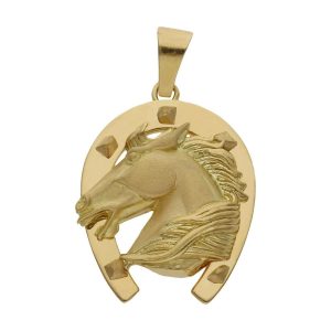 Cabeza oro 18kl caballo y herradura