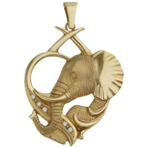 Cabeza oro 18kl elefante – 37x47mm
