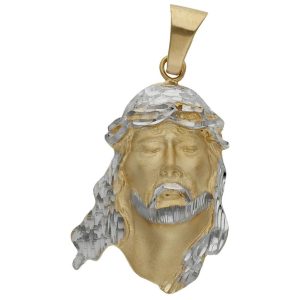 Cabeza oro 18kl cristo bicolor – 23x34mm