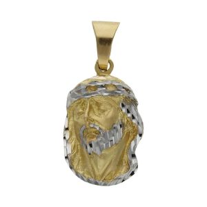 Cabeza oro 18kl cristo bicolor – 16x26mm