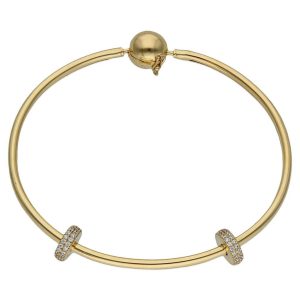 Pulsera oro 18kl rigida stoppers circonitas