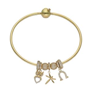 Pulsera oro 18kl rigida – suerte