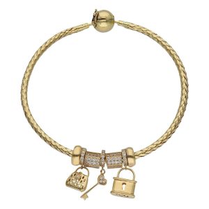 Pulsera oro 18 kl flexible – candado del amor