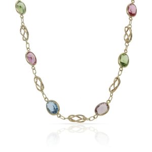 Collar oro 18kl piedras color