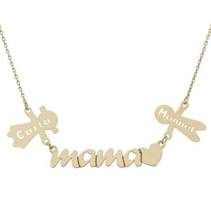 Gargantilla oro 18kl mama + niños