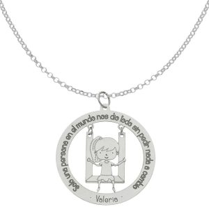 Gargantilla oro blanco 18kl frase+niña – 28mm