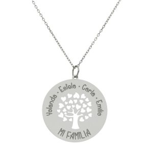 Gargantilla oro blanco 18kl arbol familia – 25mm