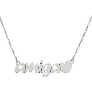 Gargantilla oro blanco 18kl amiga + corazon