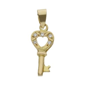 Colgante oro 18kl llave circonitas – 8x17mm