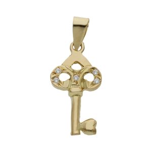 Colgante oro 18kl llave circonitas – 10x19mm