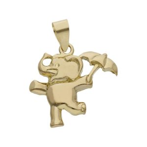Colgante oro 18kl elefante sombrilla