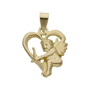 Colgante oro 18kl cupido + corazon