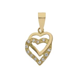 Colgante oro 18kl corazones entrelazados