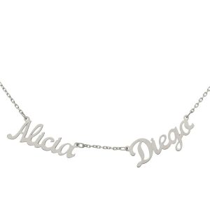 Gargantilla oro blanco 18kl – 2 nombres