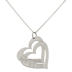 Gargantilla oro blanco 18kl – 2 corazones