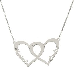 Gargantilla oro blanco 18kl corazones + nombres