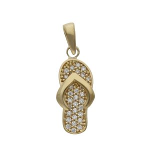Colgante oro 18kl sandalia circonitas – 7x15mm