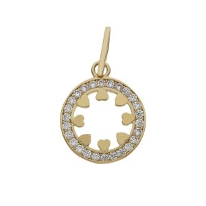 Colgante oro 18kl corazones circonitas – 12mm