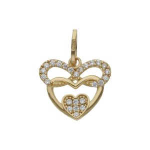 Colgante oro 18kl infinito + corazones circonitas – 14x12mm