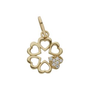 Colgante oro 18kl corazones circonitas – 12mm