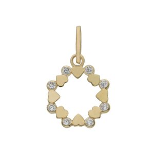 Colgante oro 18kl corazones circonitas – 12mm
