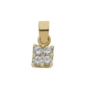 Colgante oro 18kl cuadrado circonitas