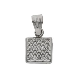 Colgante oro blanco 18kl cuadrado circonitas