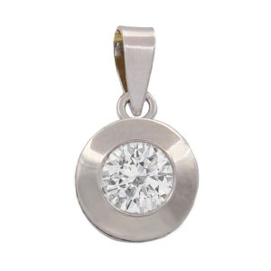 Colgante oro blanco 18kl circonita – 9mm
