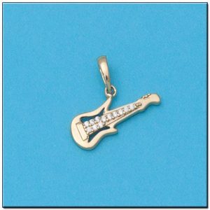 Colgante oro 18kl guitarra circonitas