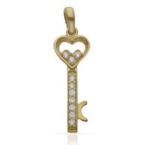 Colgante oro 18kl llave y corazon