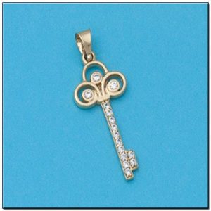 Colgante oro 18kl llave circonitas