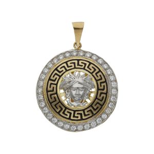 Colgante oro 18kl greca circonitas – 24mm