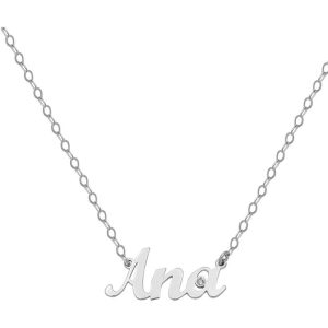 Colgante oro blanco 18kl nombre pequeño + diamante