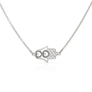 Gargantilla oro blanco 18 kl mano fatima