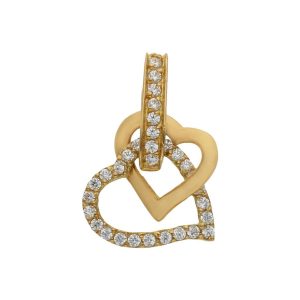 Colgante oro 18kl corazones circonitas