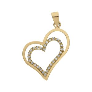 Colgante oro 18kl corazones circonitas