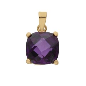 Colgante oro 18kl piedra color amatista