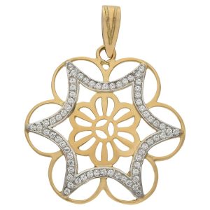 Colgante oro 18kl flor circonitas – 26mm