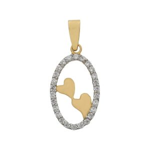 Colgante oro 18kl corazones circonitas