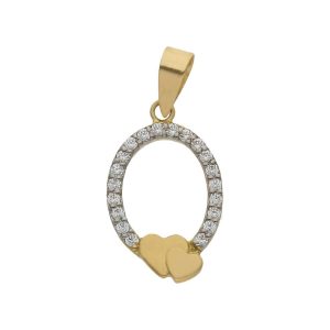 Colgante oro 18kl corazones circonitas