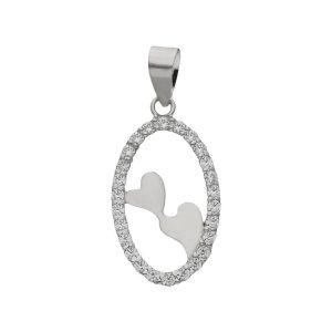 Colgante oro blanco 18kl corazones