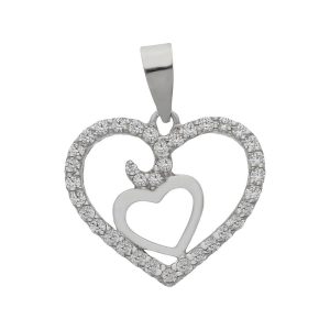 Colgante oro blanco 18kl corazones