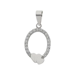 Colgante oro blanco 18kl corazones