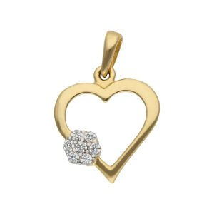 Colgante oro 18kl corazon y flor