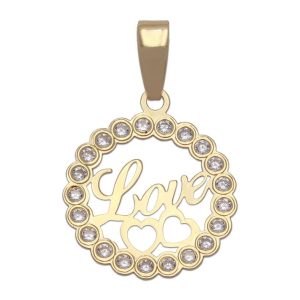 Colgante oro 18kl love circonitas – 15mm